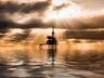 Oil platform at sea at sunset. World Oil Industry
